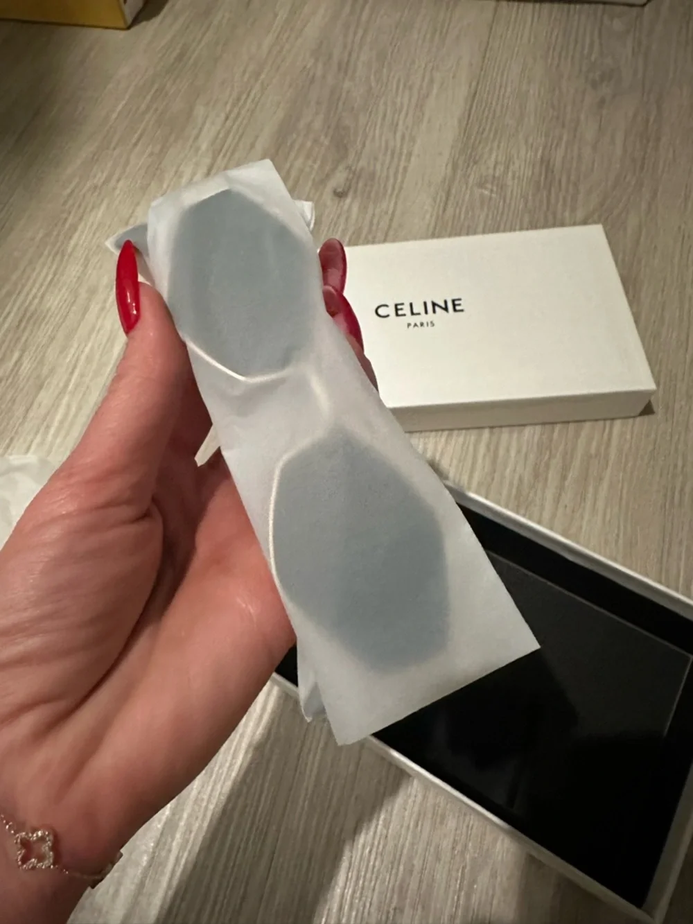 Celine Silver Frame Sunglasses with Dark Gray Lenses - Picture 8 of 10